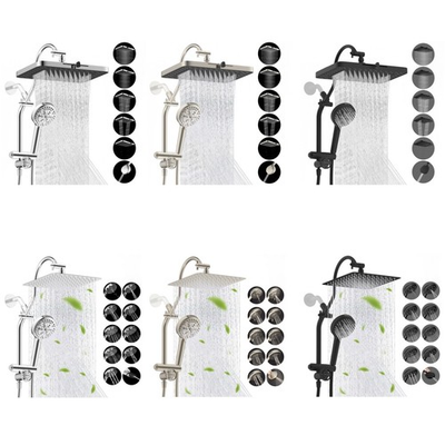 #ad High Pressure Rainfall Shower Head with Handheld Spray Adjustable Slide Bar $79.99