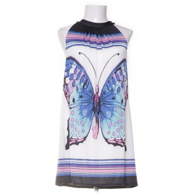 Strandkleid, Größe: S, Weiß/Blau/Mehrfarbig, Polyester, Sonstiges, Damen #ElY