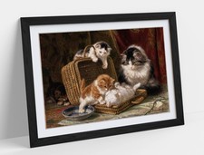KITTENS PLAYING, HENRIETTE RONNER-KNIP - FRAMED WALL ART POSTER PRINT 4 SIZES