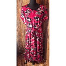 Lane Bryant Women's Size 18 Pink Floral Print Midi Dress with Belt