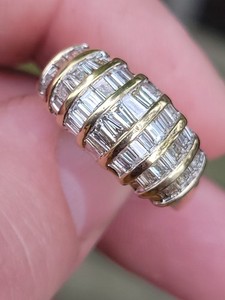 4.5gr 10kt Gold Diamond Ring Cocktail Wedding Baguettes Natural 