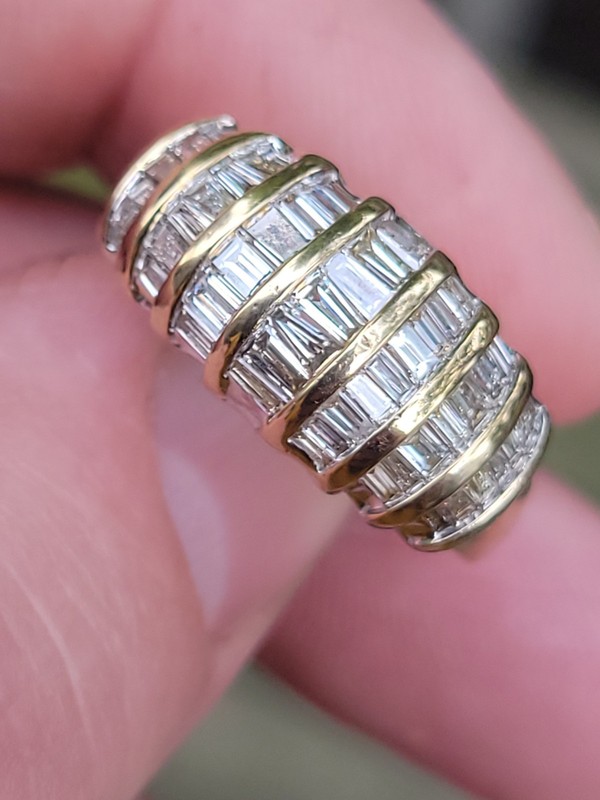 4.5gr 10kt Gold Diamond Ring Cocktail Wedding Baguettes Natural 