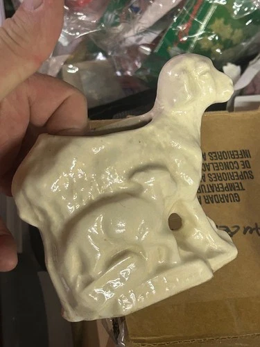 Vintage McCoy Lamb Sheep Planter 5" Tall Ivory Pottery Baa Baa Black Sheep