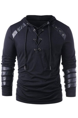 Herren Kordelzug mit Kapuze, Steampunk, Gothic, Sweatshirt, Langarm, für Ritt...