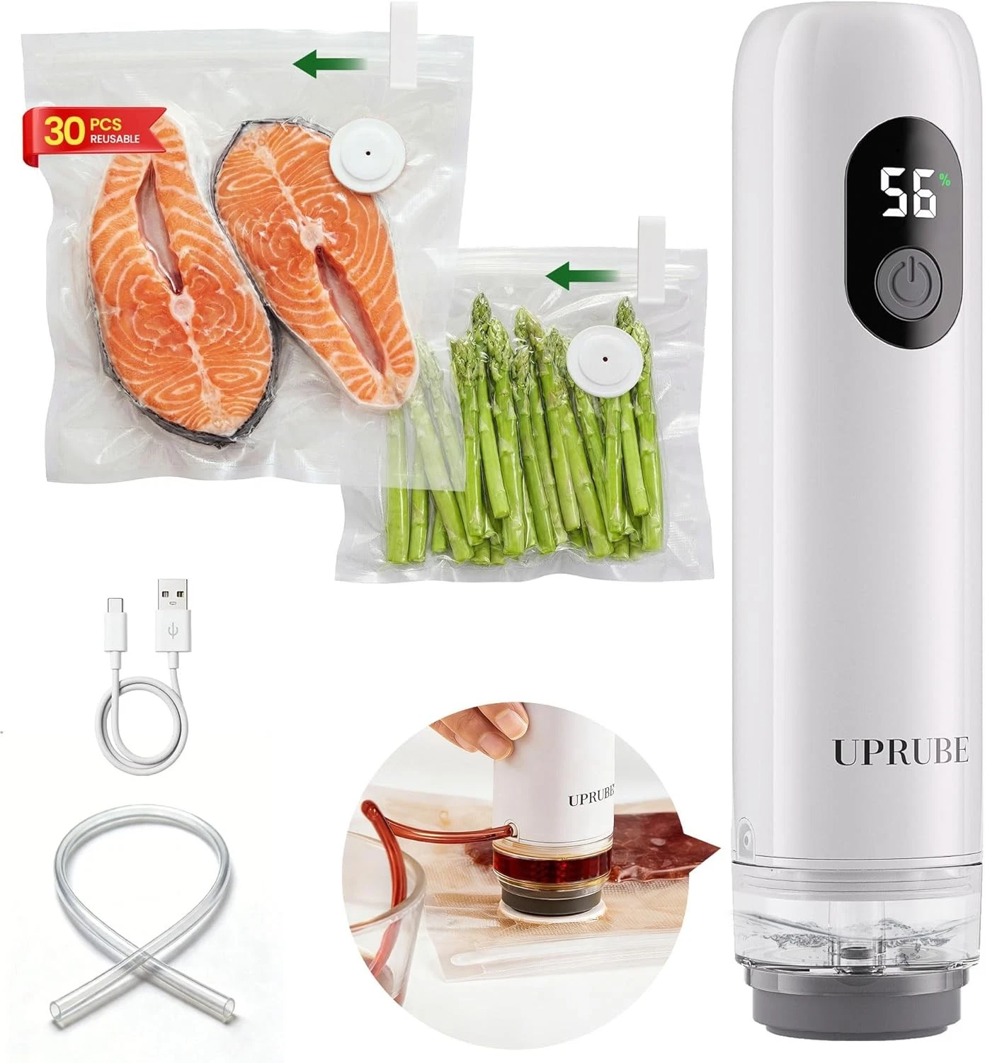 Compact Vacuum Sealer Food Vacuum Sealer Machine 30 Reusable Vacuum Bags