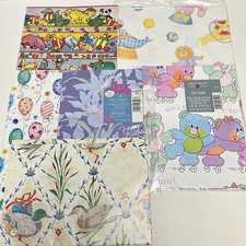 Vintage Lot of 6 Wrapping Paper Sheets Birthday Christmas Flowers