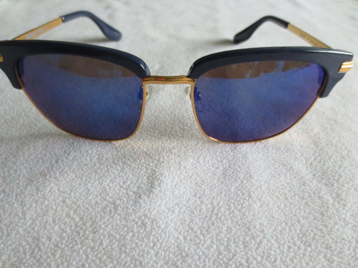 Alexander Mcqueen blue / gold frame mirror sunglasses  display picture 3