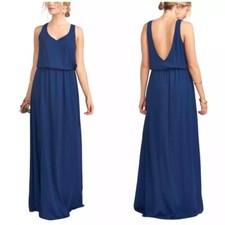 Show Me Your Mumu Kendall Maxi Dress Navy Blue Medium V-Neck