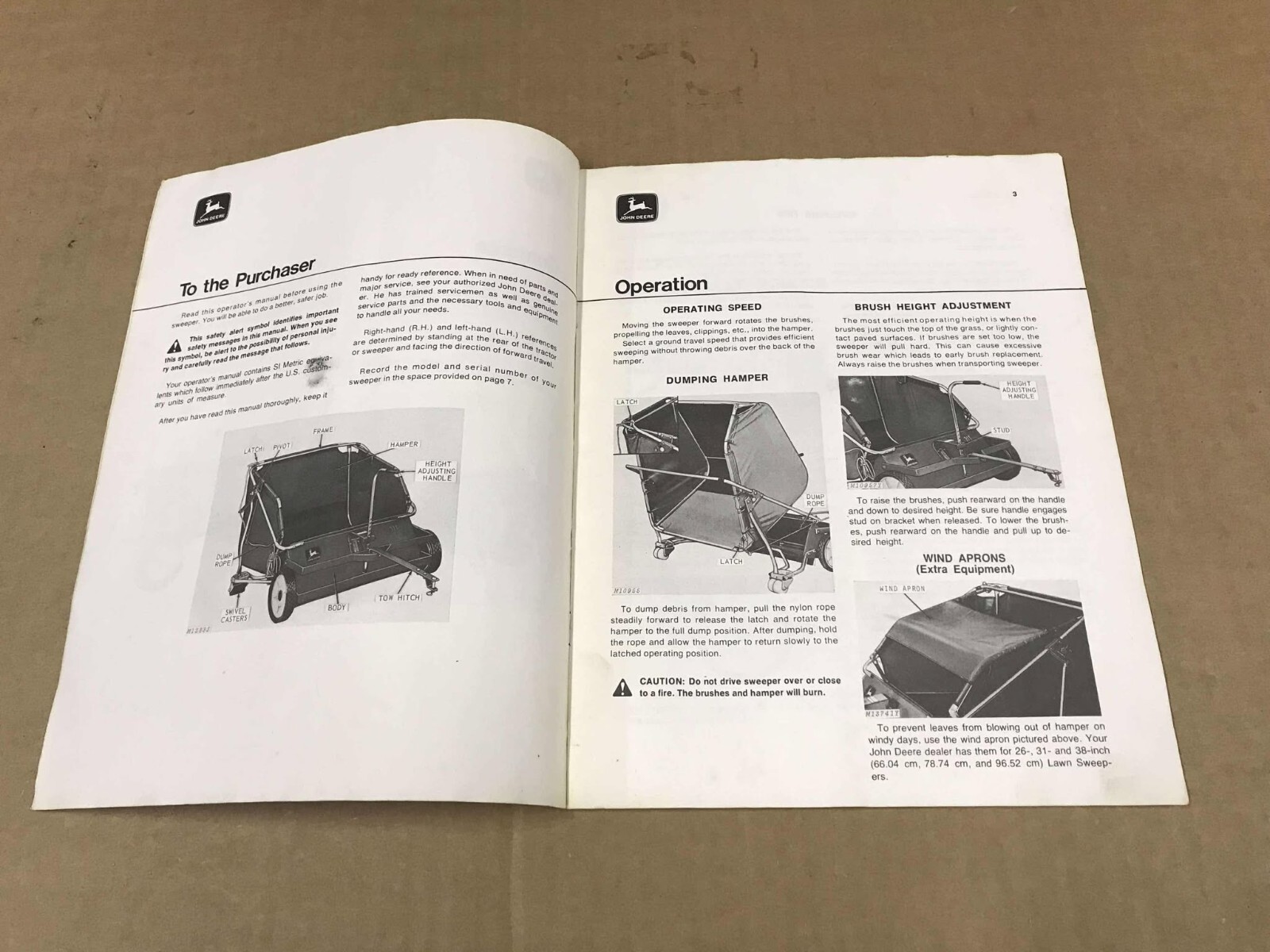 Vintage John Deere 36T/31T Lawn Sweepers Operator's Manual, OM-M46746 Issue H4