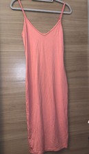 ladies shein pink peach strappy stretchy summer dress size M v neck new