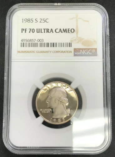 1985 S Washington Quarter Proof NGC PF70 Ultra Cameo