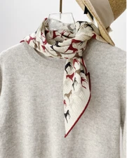 70% Cashmere 30% Silk Wrap Scarf Double Horse Print Triangle Shawl 68X68cm new