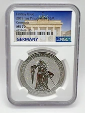Germania 2019 MS70 NGC 1oz 99  1st Mint Coins Fantasy $5 Mark Silver Coin Rare