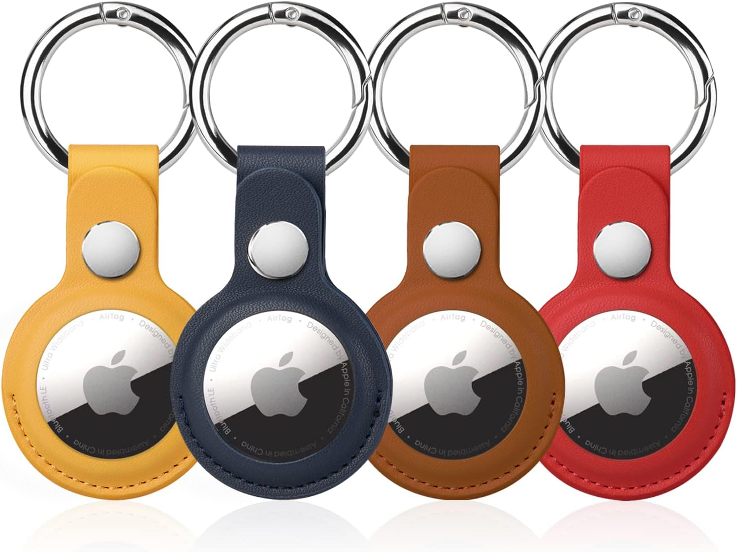 4 Pack PU Leather Airtag Holder Keychain Case for Air Tagsmate