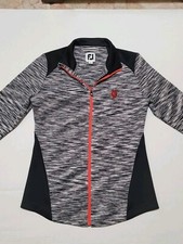 FJ FootJoy Women's Full Zip Golf Jacket Size Small Black Gray Polyester Spandex