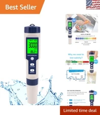 Compact Digital Water Tester - 5 Functions for Pools, Aquariums & Drinking Water