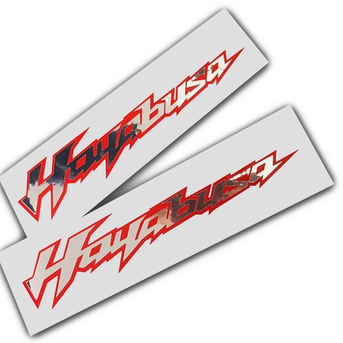 Hayabusa motorcycle decals custom graphics silver chrome on red stickers x 2 - Picture 2 of 3
