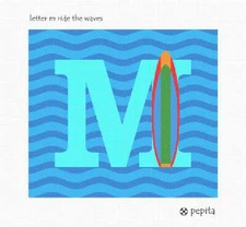 Letter M Ride The Waves Needlepoint Kit or Canvas