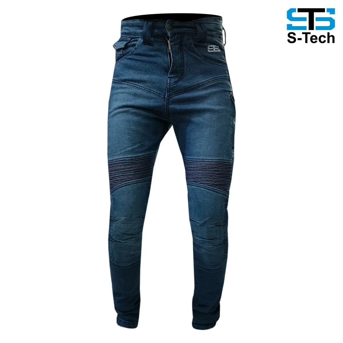 Pantaloni jeans con protezione ginocchia per motociclista Para-aramide | Acquisti Online su