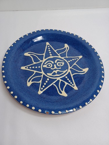 Placa frontal de sol azul 91/4 firmada cerámica de mostrador inglés en la parte posterior - Imagen 3 de 5