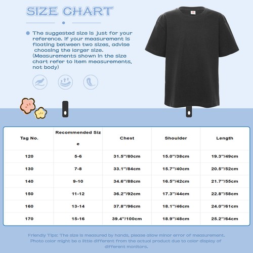 Basic Kids T-shirt Plain Tee Short Sleeve Tops Toddler Shirts Round Neck Youth - Picture 84 of 102