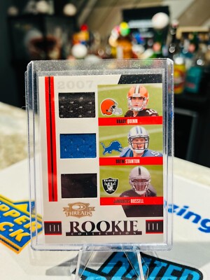 2007 Donruss Threads /500 Brady Quinn Drew Stanton JaMarcus Russell #RTM-2 RC