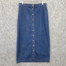 Christopher  Banks Denim Maxi Skirt Womens 8 Blue Button Front Y2K Modest