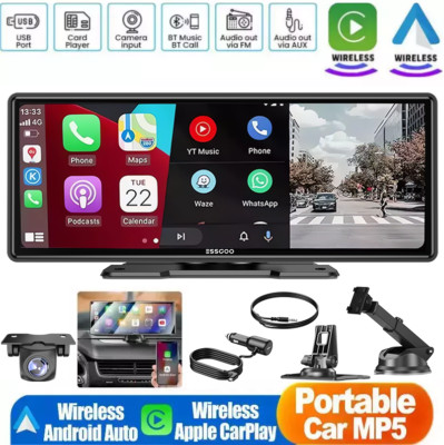 10.26'' Inch Portable Apple CarPlay and Android Auto Wireless Display Car Stereo-