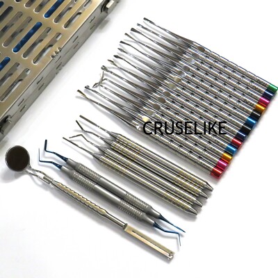 13 PCS Dental PDL Periotome  Luxating Elevators Root Tip PT1 PT2 Cassette 20 pcs