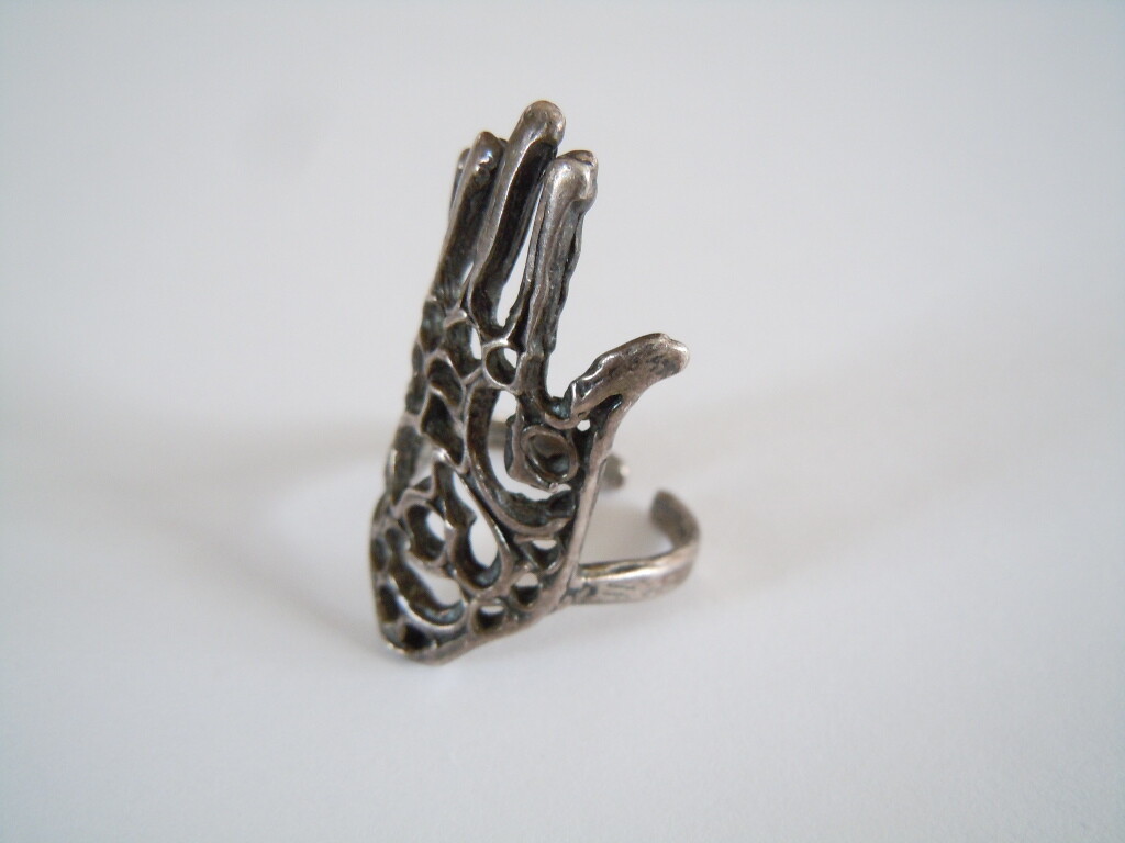 925 Silver Ring Motif Hand Openwork Pattern 6.2g … - image 4