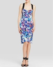 BLACK HALO NWT Blue Dress Lopez Black Criss Cross Back Sheath 4