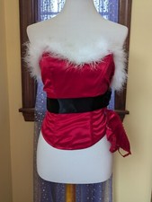 Vintage 90's Frederick's Of Hollywood Santa Baby Bustier Maribou Lingerie Sz S/M