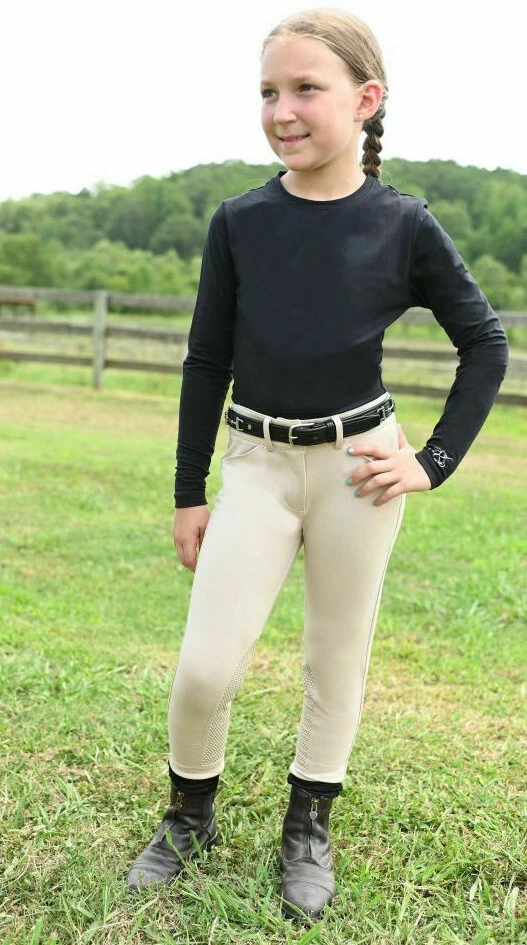 Kaki Childrens Youth Girls English Horse Rider Riding Breeches in