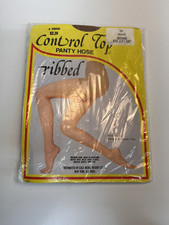 Vintage Gold Medal Hosiery Ribbed Control Top Pantyhose Size Average NOS