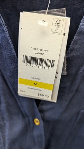Anne Klein Jeans Button Up Chest Pocket Cosmos Cammie Blue Gold Buttons Size M - Picture 5 of 9