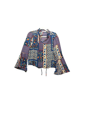 HAZEL Women Blouse  S(4-6) Collared Tie Flared Sleeves Floral Print Size Petite