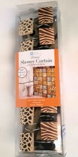 Jungle Print Fabric Bath Shower Curtain Set w Polyresin Hooks 100 Polyester NEW