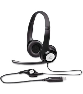 Pack of 8 Logitech H390 Wired Headset W/Mic Stereo Headphones, Noise Cancelling