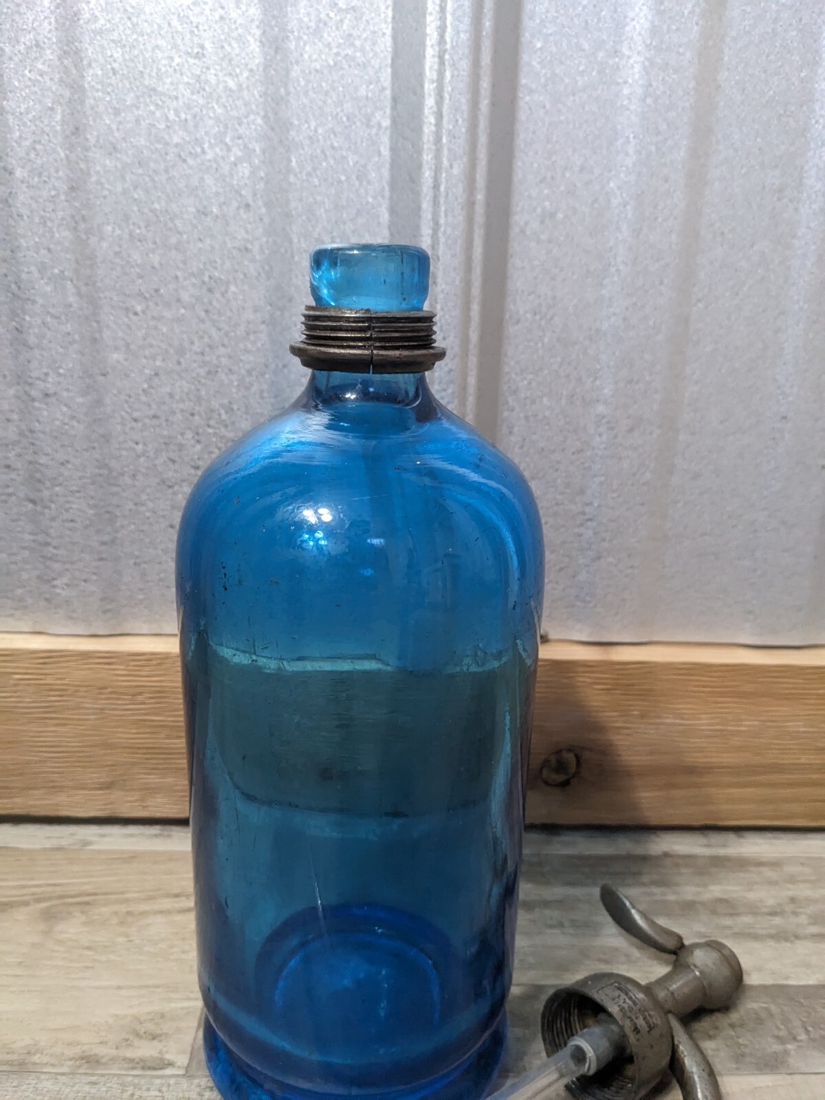 Vintage Blue Glass Seltzer Bottle Lyons JBURY LE PEAGE eBay