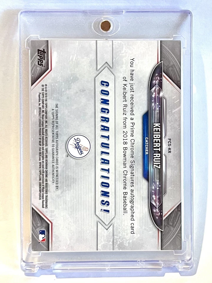 2018 Bowman Chrome Prime Orange Refractor 12/25 Keibert Ruiz Rookie Autograph - Image 2 of 2