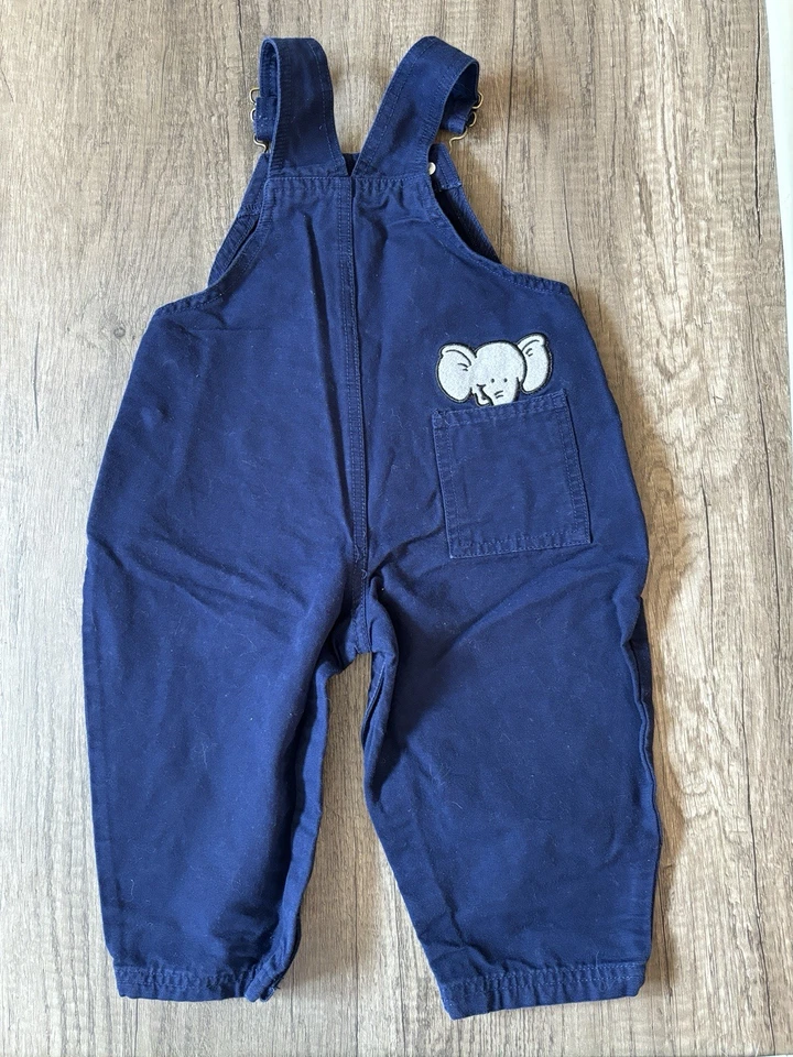 Mono de colección 2000 Y2K niño pequeño animal zoológico chaleco bolsillo baberos azul 18M Foto 4 de 4