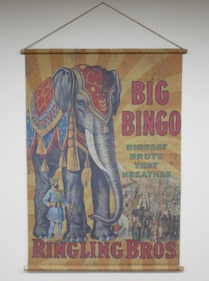 Elefant Wandbehang auf Leinwand großer Bingo Zirkus Elefant