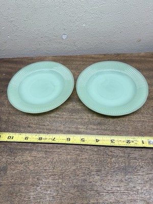 Vintage Anchor Hocking Jadeite Jane Ray Ribbed Top & Bottom On Saucer ~ Unmarked
