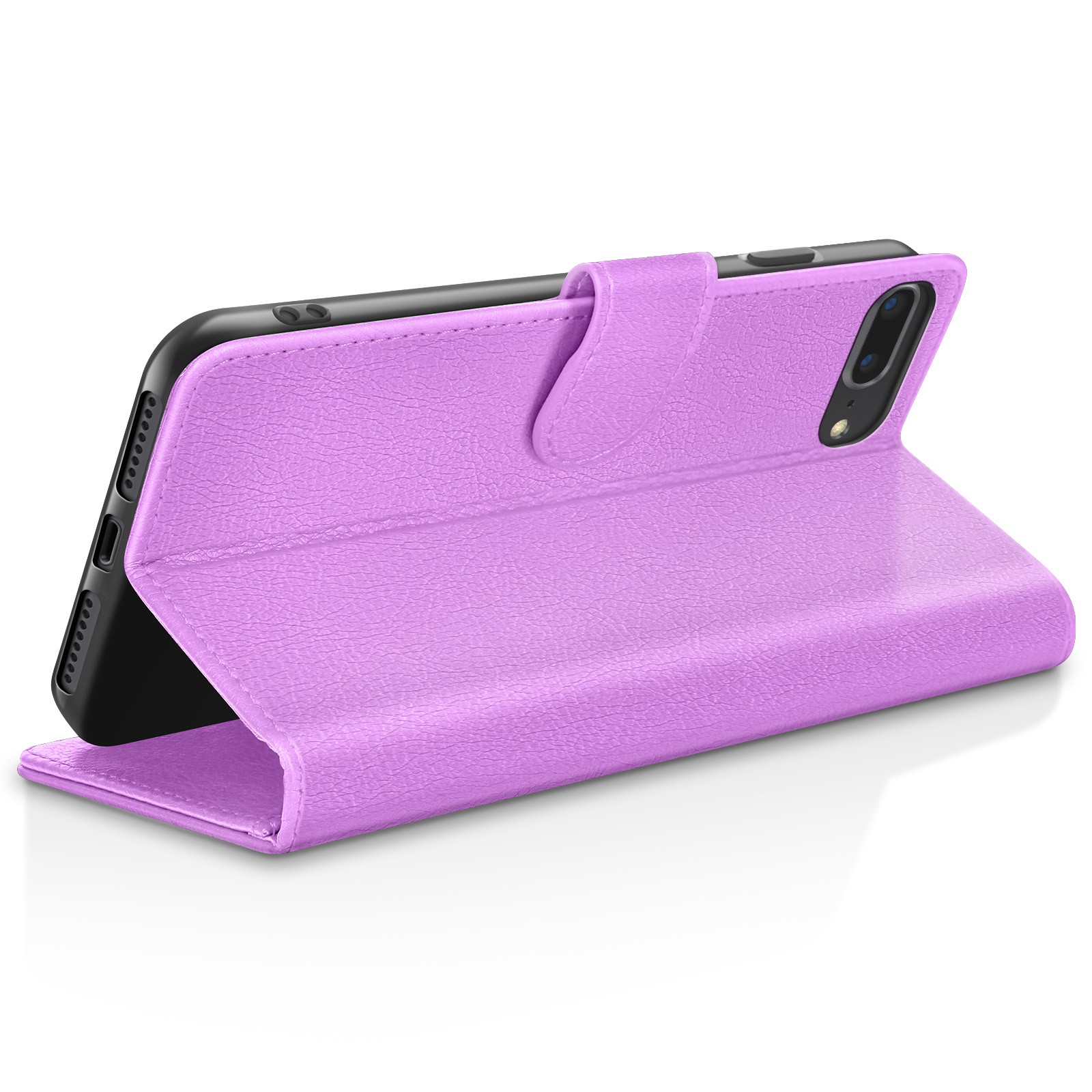 Coque Portefeuille iPhone 8 Plus Violette Anti Choc avec Rabattable Stand - 3