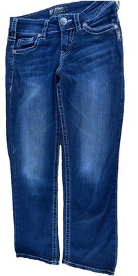 Women s Jeans Silver Suki Mid Capri Fluid Denim BlueThick Stitch Size W27/L 22.5