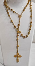 Vintage  Antico rosario in argento filigrana 800 dorato croce collana