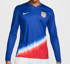 Nike USMNT '24 Away Replica Long Sleeve Blue White Red Jersey Size XL FJ1263-417