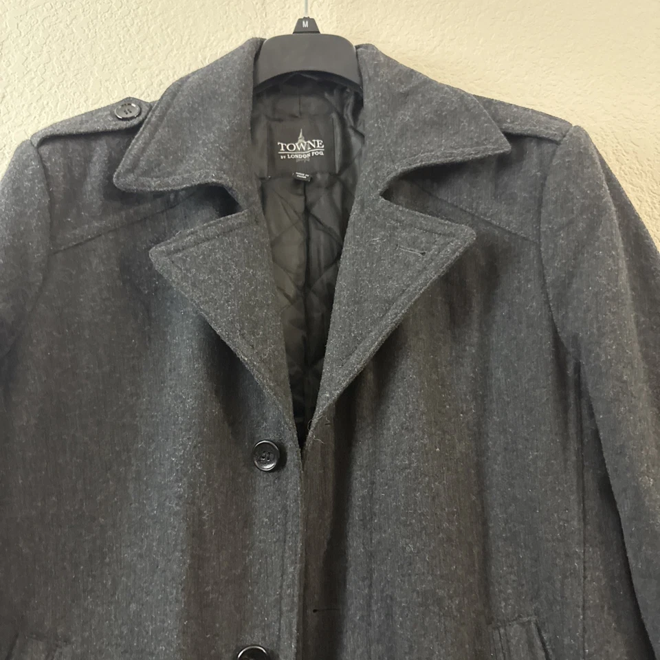 Abrigo de Lana Vintage Talla M o 48 Gris Carbón Botón Frontal Sin Usar Estado  Foto 4 de 4