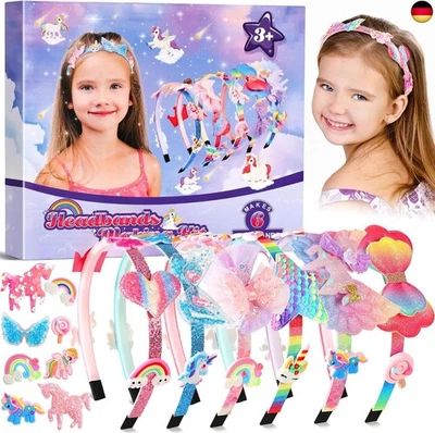 Pourbibi Einhorn Geschenke für Mädchen - Haarreifen Mädchen Bastelset Kinder 4 J