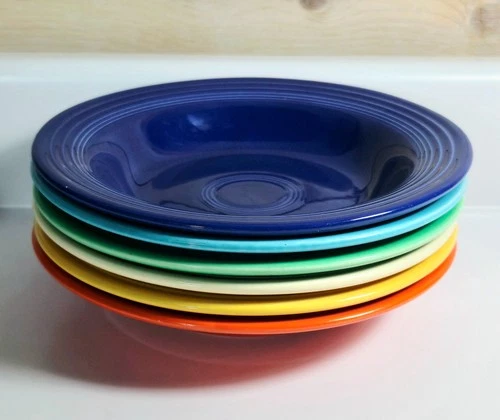 Vintage Fiestaware - Set of (5) Deep Plates in 5 original colors (1936-1969)